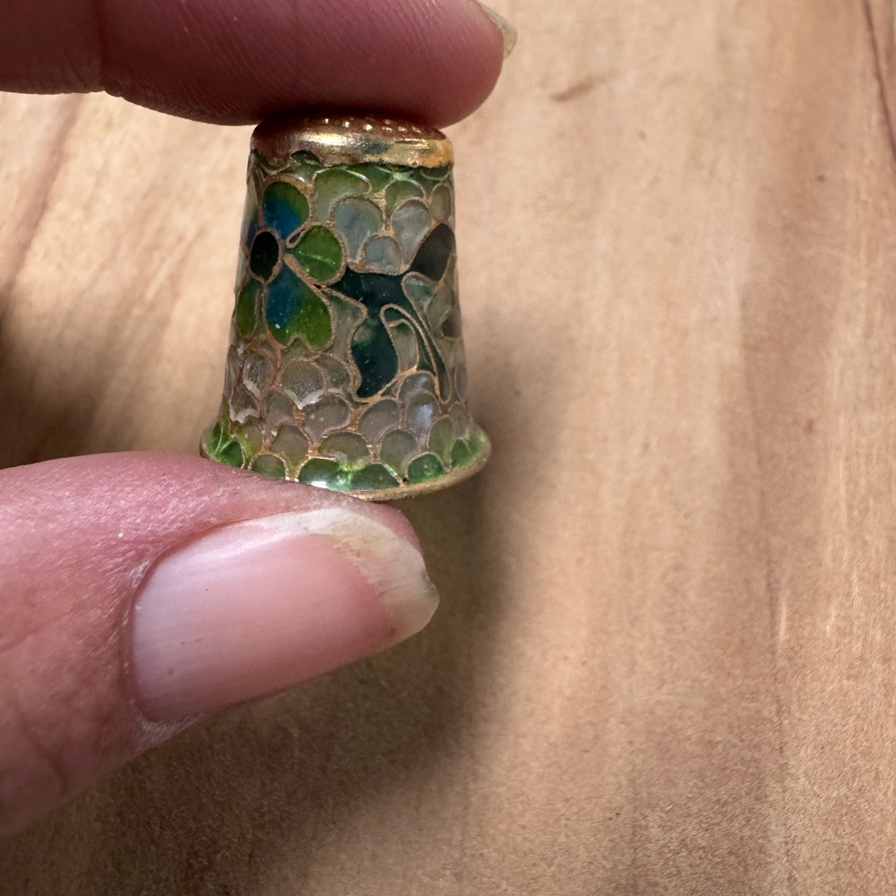 Cloisonné Thimble with Floral Design